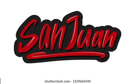 San Juan modern brush lettering text. Vector illustration logo for print and advertising