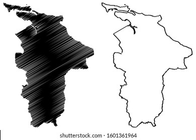 San Juan municipality (Commonwealth of Puerto Rico, Porto Rico, PR, Unincorporated territories of the United States) map vector illustration, scribble sketch San Juan map