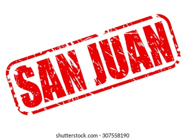 SAN JUAN red stamp text on white (Capital of Puerto Rico)