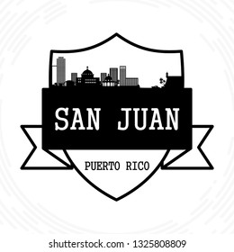 San Juan skyline - black and white vector illustration