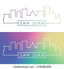 San Juan skyline. Colorful linear style. Editable vector file.