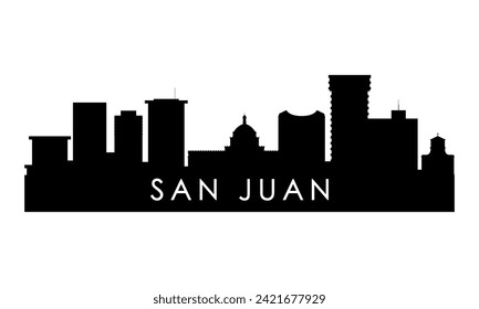 Silhouette de perfil de San Juan. Diseño de la ciudad de San Juan negro aislado de fondo blanco. 