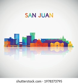 San Juan skyline silhouette in colorful geometric style. Symbol for your design. Vector illustration.