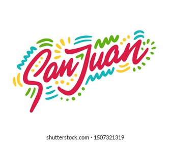 San Juan. Vector illustration background. Name of Saint John the Baptist in Spanish language. Banner, poster, template, invitation.