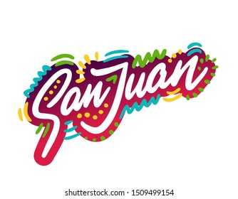 San Juan. Vector illustration background. Name of Saint John the Baptist in Spanish language. Banner, poster, template, invitation.