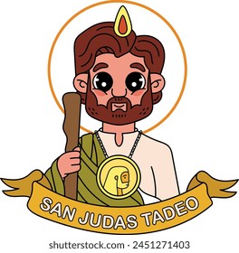 San Judas Tadeo kawaii style, patron saint of impossible causes, San Juditas