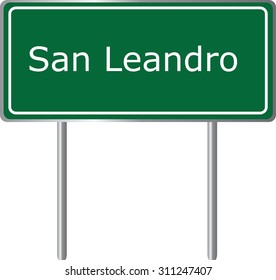 San Leandro , California, road sign green vector illustration, road table, USA city