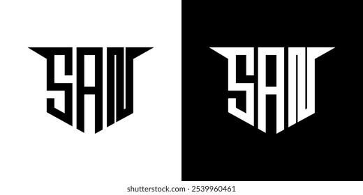 Projeto de logotipo de letra SAN com fundo branco no ilustrador, logotipo vetorial estilo de sobreposição de fonte alfabeto moderno, projetos de caligrafia para logotipo, cartaz, convite, etc.