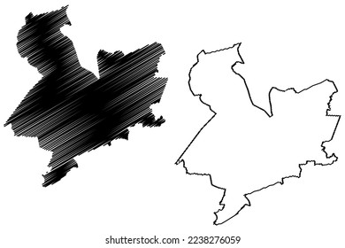 San Luis Acatlan municipality (Free and Sovereign State of Guerrero, Mexico, United Mexican States) map vector illustration, scribble sketch San Luis Acatlán map