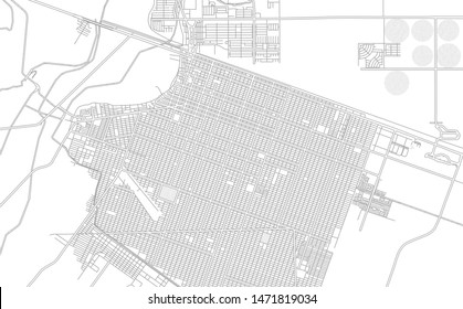 San Luis Río Colorado, Sonora, Mexico, bright outlined vector map with bigger and minor roads and steets created for infographic backgrounds.