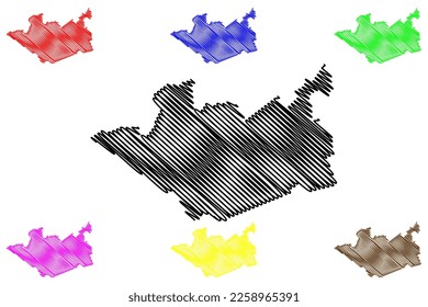 San Luis del Cordero municipality (Estado Libre y Soberano de Durango, Mexico, United Mexican States) map vector illustration, scribble sketch map