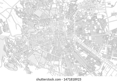 San Luis Potosí, San Luis Potosí, Mexico, bright outlined vector map with bigger and minor roads and steets created for infographic backgrounds.