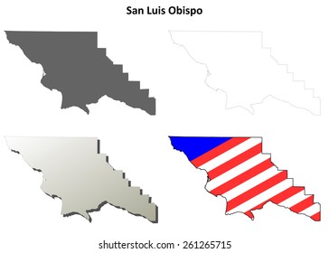 San Luis Obispo County (California) Outline Map Set