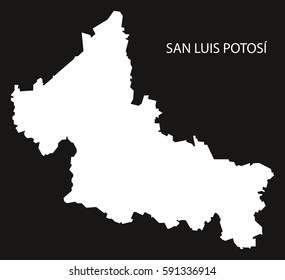 San Luis Potosi Mexico Map black inverted silhouette