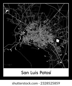 Mapa de San Luis Potosi Ciudad de México Norte América ilustración de vector blanco negro