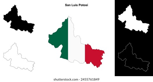 San Luis Potosi state outline map set