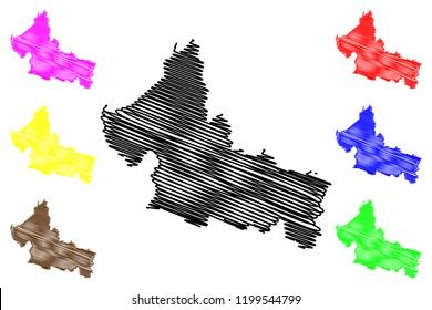 San Luis Potosi (United Mexican States, Mexico, federal republic) map vector illustration, scribble sketch Free and Sovereign State of San Luis Potosí map