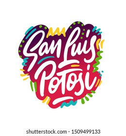 San Luis Potosi Word Text with Handwritten Font Shape Vector Illustration.