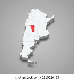 San Luis region location within Argentina 3d isometric map