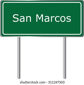 San Marcos , California, road sign green vector illustration, road table, USA city