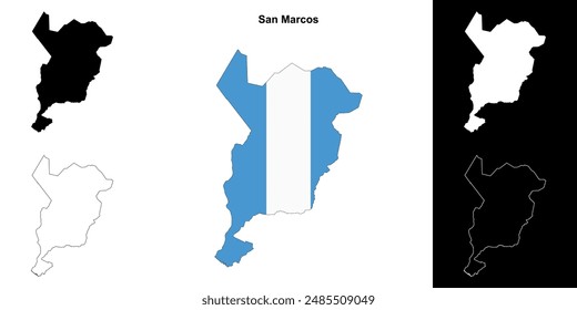 San Marcos department outline map set