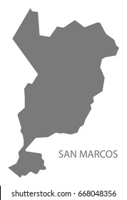 San Marcos Guatemala map grey illustration silhouette