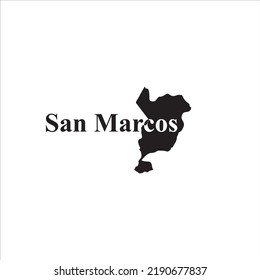 San Marcos map and black lettering design on white background