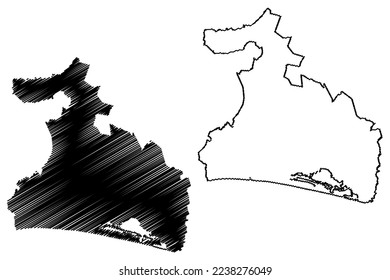 San Marcos municipality (Free and Sovereign State of Guerrero, Mexico, United Mexican States) map vector illustration, scribble sketch San Marcos map