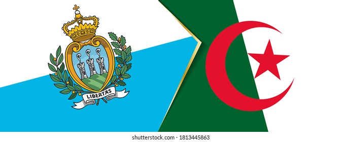 San Marino and Algeria flags, two vector flags symbol of relationship or confrontation.