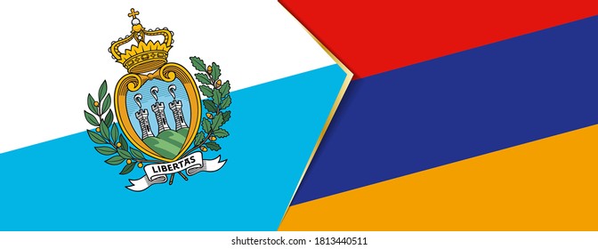 San Marino and Armenia flags, two vector flags symbol of relationship or confrontation.