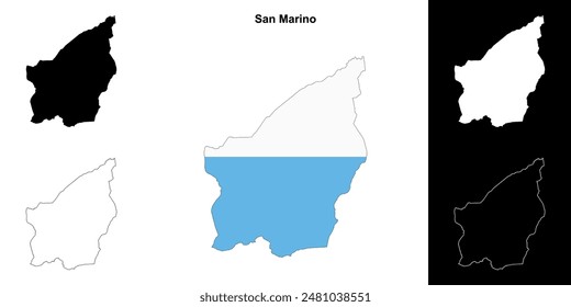 San Marino blank outline map set