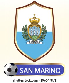 San Marino; Blazon with flag - vector illustration.