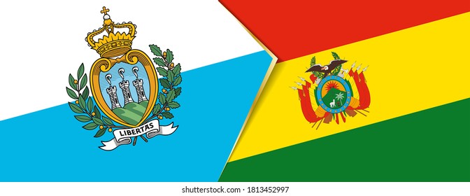 San Marino and Bolivia flags, two vector flags symbol of relationship or confrontation.