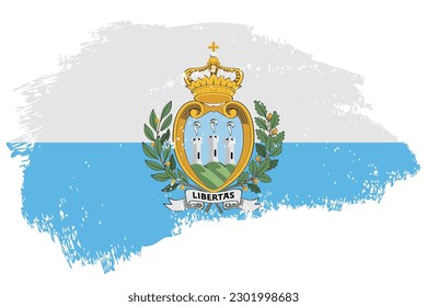 San Marino brush stroke flag vector background. Hand drawn grunge style Most Serene Republic painted isolated banner.