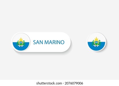 San Marino button flag in illustration of oval shaped with word of San Marino. And button flag San Marino. 