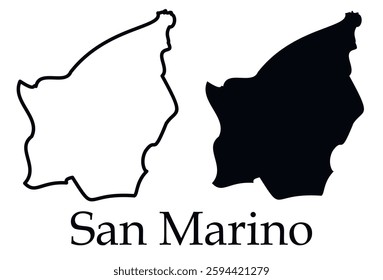 San Marino city map with black border outline vector