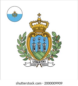 San Marino coat of arms insignia on isolated white background used on small European country flags