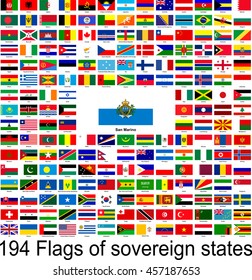 San Marino, collection of vector images of flags of the world