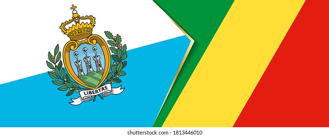 San Marino and Congo flags, two vector flags symbol of relationship or confrontation.
