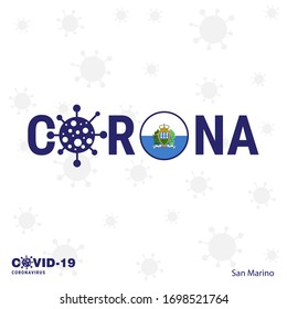 San Marino Coronavirus Typography. COVID-19 country banner. Stay home, Stay Healthy.  