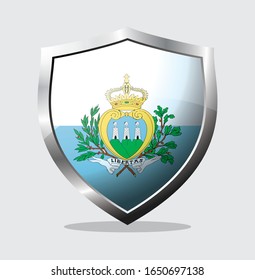 San Marino country flag shield icon with white background