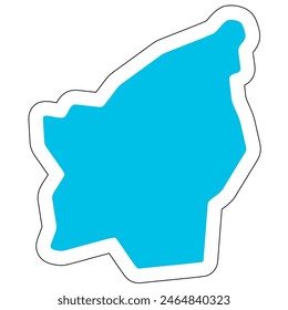 San Marino country silhouette. High detailed map. Solid blue vector sticker with white contour isolated on white background.