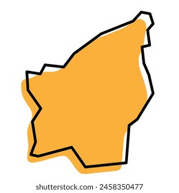 San Marino country simplified map. Orange silhouette with thick black sharp contour outline isolated on white background. Simple vector icon