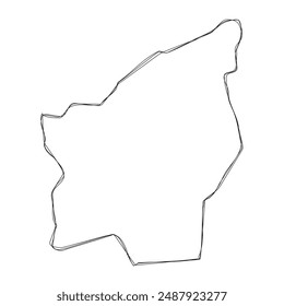 San Marino country simplified map.Thin triple pencil sketch outline isolated on white background. Simple vector icon