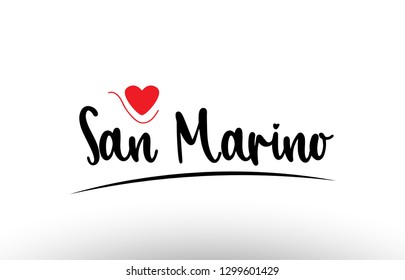 San Marino country text with red love heart suitable for a logo icon or typography design