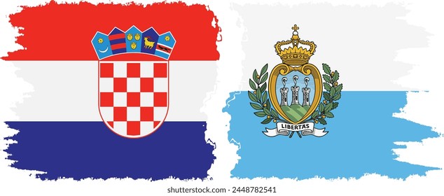 San Marino and Croatia grunge flags connection, vector