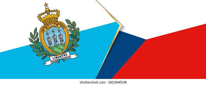 San Marino and Czech Republic flags, two vector flags symbol of relationship or confrontation.