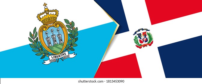 San Marino and Dominican Republic flags, two vector flags symbol of relationship or confrontation.