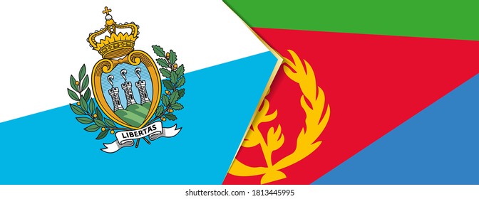 San Marino and Eritrea flags, two vector flags symbol of relationship or confrontation.