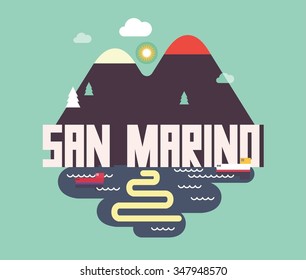 San Marino in europe is a beautiful country to visit. vintage vector illustration.